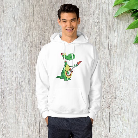 Guitar Playing Dinosaur Mens Hoodie