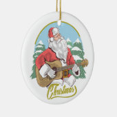 Guitar Playing Santa Claus | Weihnachten Keramik Ornament (Rechts)