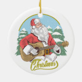 Guitar Playing Santa Claus | Weihnachten Keramik Ornament (Hinten)