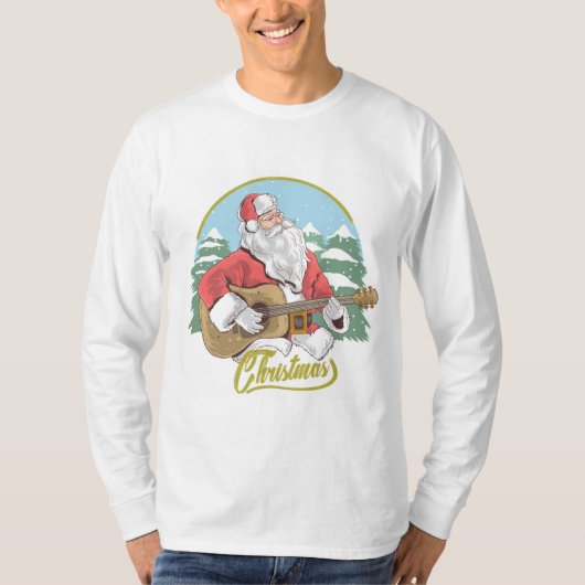 Guitar Playing Santa Claus | Weihnachten T-Shirt (Vorderseite)