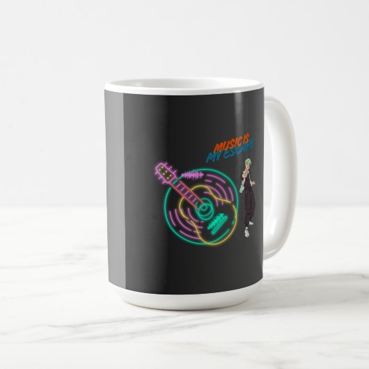 Guitar Rhythm Mug – Music Lover Anime Boy Design Kaffeetasse (VorderseiteRechts)