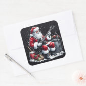 Guitar Riffs trifft Weihnachts-Cheer Quadratischer Aufkleber (Umschlag)