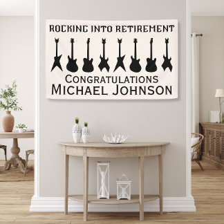 Guitar Rock 'n' Roll Retirement Party Banner