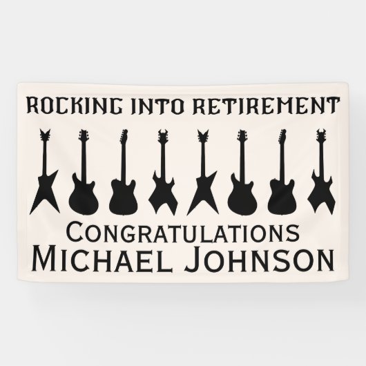 Guitar Rock 'n' Roll Retirement Party Banner (Horizontal)