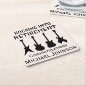 Guitar Rock 'n' Roll Retirement Party Rechteckiger Pappuntersetzer (angewinkelt)