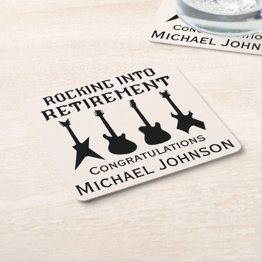 Guitar Rock 'n' Roll Retirement Party Rechteckiger Pappuntersetzer (angewinkelt)