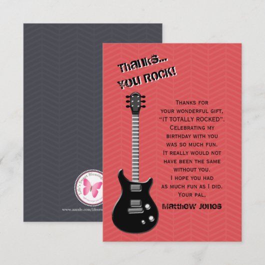 Guitar Rock Star Einladung (Vorne/Hinten)