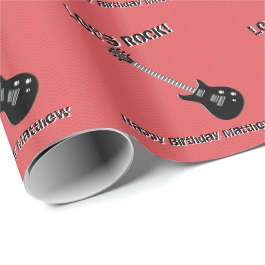 Guitar Rock Star Geschenkpapier (Rolleneckpunkt)