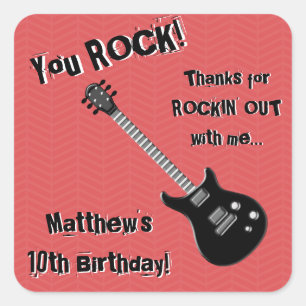 Guitar Rock Star Quadratischer Aufkleber