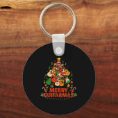 Guitar Santa Hat Christmas Tree Funny Music Loves Schlüsselanhänger (Vorderseite)