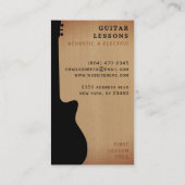 Guitar Silhouette Tan Wood Monogram Guitarist Visitenkarte (Rückseite)