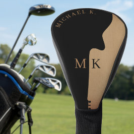 Guitar Silhouette Tan Wood Name Monogram Golf Headcover