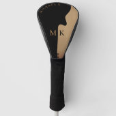 Guitar Silhouette Tan Wood Name Monogram Golf Headcover (Vorderseite)