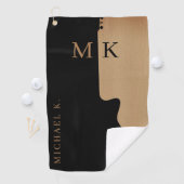 Guitar Silhouette Tan Wood Name Monogram  Golfhandtuch (Insitu)