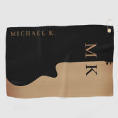 Guitar Silhouette Tan Wood Name Monogram  Golfhandtuch (Horizontal)