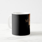 Guitar Silhouette Tan Wood Name Monogram Kaffeetasse (Vorderseite Links)