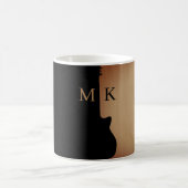 Guitar Silhouette Tan Wood Name Monogram Kaffeetasse (Mittel)
