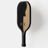 Guitar Silhouette Tan Wood Name Monogram  Pickleball Schläger (Links)