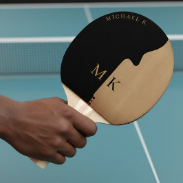 Guitar Silhouette Tan Wood Name Monogram Tischtennis Schläger