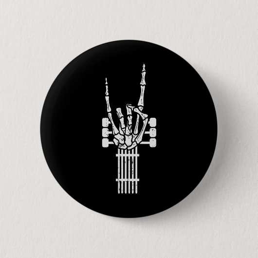 Guitar Skeleton Rock'n'Roll Rocker Sign Punk Hallo Button (Vorderseite)