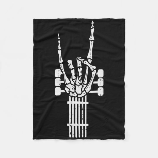 Guitar Skeleton Rock'n'Roll Rocker Sign Punk Hallo Fleecedecke (Vorderseite)