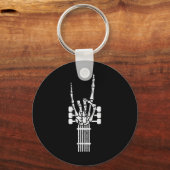 Guitar Skeleton Rock'n'Roll Rocker Sign Punk Hallo Schlüsselanhänger (Vorderseite)