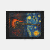 Guitar Starry Night Van Gogh Gitarrist Rock and Ro Fleecedecke (Vorderseite (Horizontal))