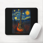 Guitar Starry Night Van Gogh Gitarrist Rock and Ro Mousepad (Mit Mouse)