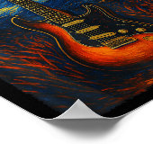 Guitar Starry Night Van Gogh Gitarrist Rock and Ro Poster (Ecke)