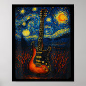 Guitar Starry Night Van Gogh Gitarrist Rock and Ro Poster (Vorne)