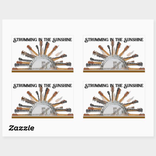 GUITAR STRINGS IN DER SONNE RECHTECKIGER AUFKLEBER (Blatt)