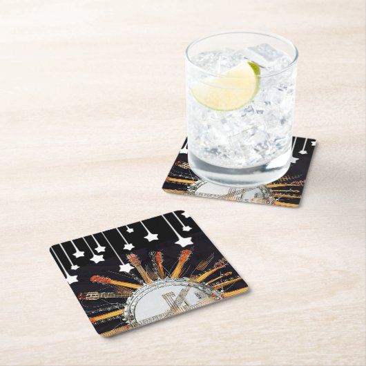 GUITAR STRINGS IN DER SONNE RECHTECKIGER PAPPUNTERSETZER (Vor Ort)