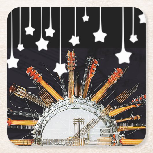 GUITAR STRINGS IN DER SONNE RECHTECKIGER PAPPUNTERSETZER (Vorderseite)