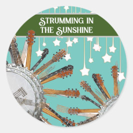 GUITAR STRINGS IN DER SONNE RUNDER AUFKLEBER