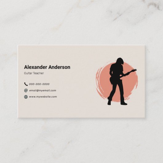 Guitar Teacher Business Card Visitenkarte (Vorderseite)