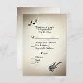 Guitar Theme Antique Gold UAWG mit Menüauswahl RSVP Karte (Vorne/Hinten)