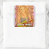 Guitar Twang Girl Quadratischer Aufkleber (Tasche)