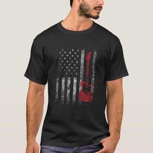 Guitar USA Flag | Cute Patriotic Guitar Lovers T-Shirt (Vorderseite)
