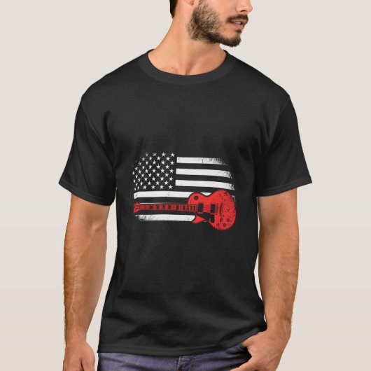 Guitar Usa Flag Patriotic Guitar Us T-Shirt (Vorderseite)
