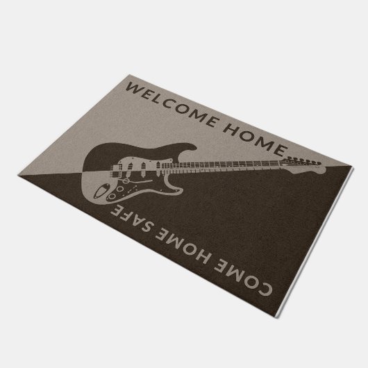 Guitar Welcome Zuhause, Come Zuhause Safe Retro Fußmatte (Schrägansicht)
