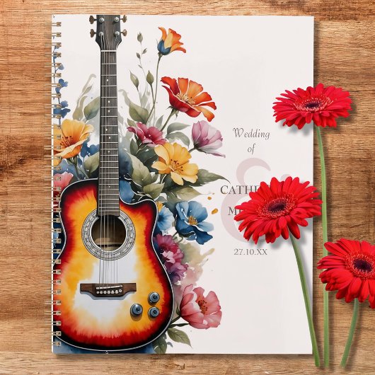 Guitar Wildflower Ampersand Musical Wedding  Planer