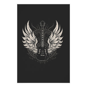 Guitar with angel wings poster