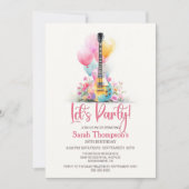 Guitar with Balloons Any Age Birthday Party Einladung (Vorderseite)