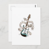 guitar with notes postkarte (Vorne/Hinten)