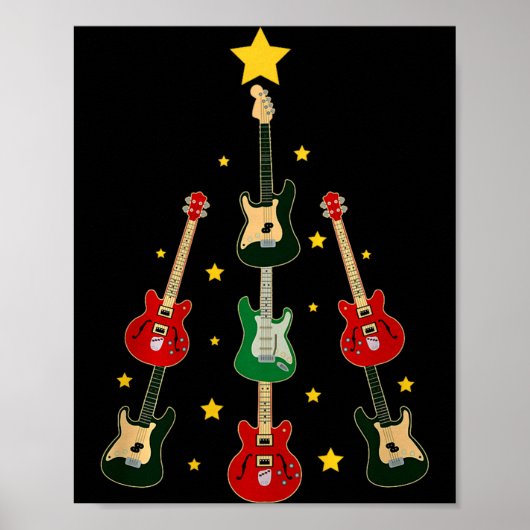 Guitar Xmas Tree Musical Guitar Lovers Guitarist C Poster (Vorne)