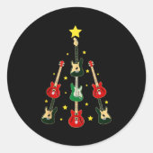Guitar Xmas Tree Musical Guitar Lovers Guitarist C Runder Aufkleber (Vorderseite)