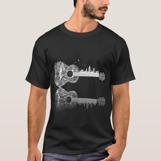 Guitare Nature Soundwave Minimal Art T-Shirt (Vorderseite)