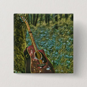 Guitarist birthday gift button