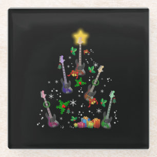 Guitarist Christmas Tree Guitar Birthday Glasuntersetzer