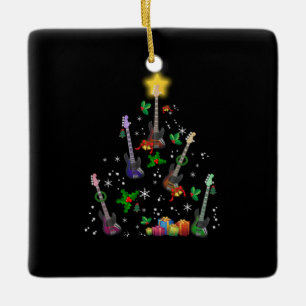 Guitarist Christmas Tree Guitar Birthday Keramikornament